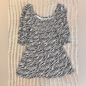Faithfull the Brand Babydoll Zebra Dress w Puff Sleeve